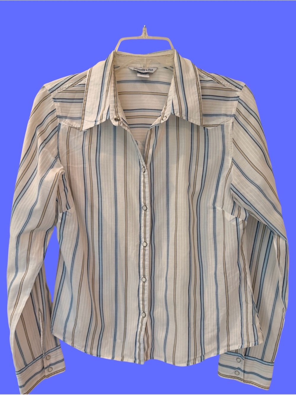 Abercrombie & Fitch western cut cotton shirt with snaps, long sleeve, Sz S - Picture 14 of 14